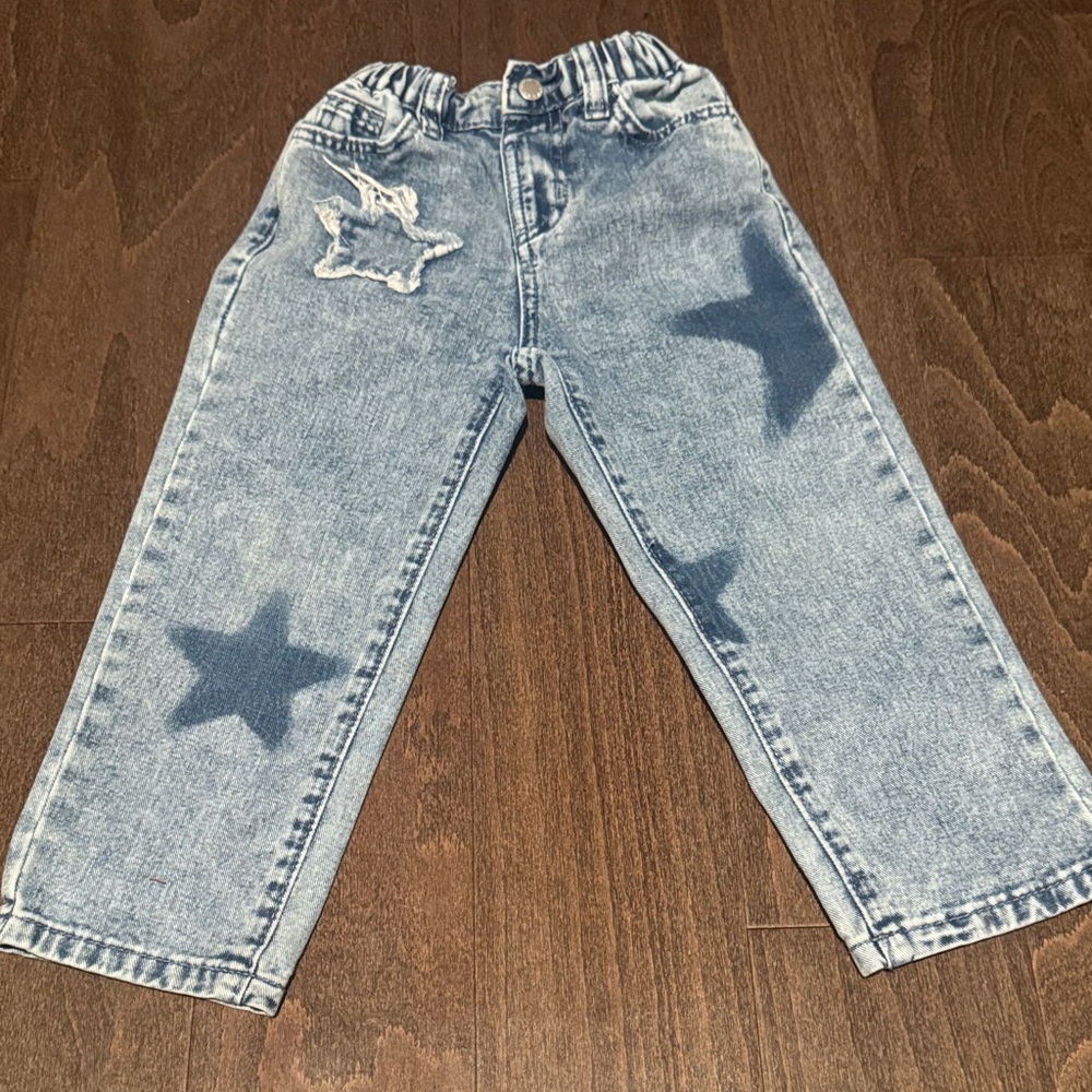 SHEIN Kids Blue Star Pattern Jeans